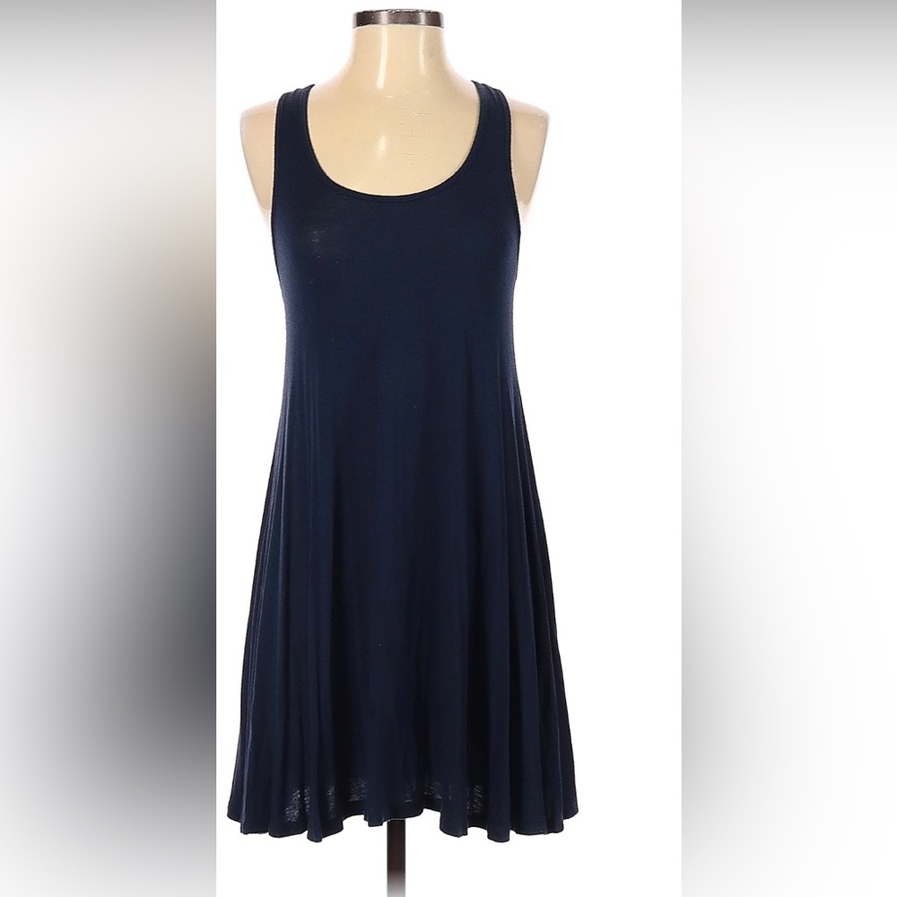 Navy Swoop Neck Shift Dress
